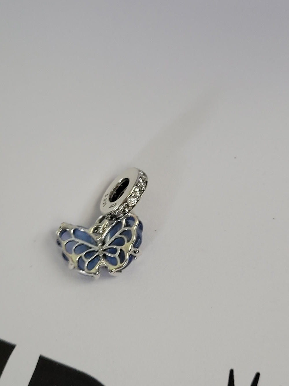 PANDORA Blue Murano Glass Butterfly Dangle Charm